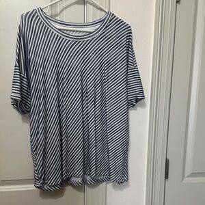 Lou & Grey Navy and White Striped Short Sleeve Tee